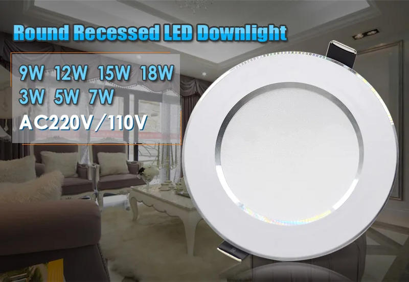 Description Picture 2 of item10pcs Led Downlights Spot Lamp 18W 15W 12W 9W 7W 5W 3W 110V 220V Ceiling Downlight 2835 Leds Ceiling Home Indoor Lighting