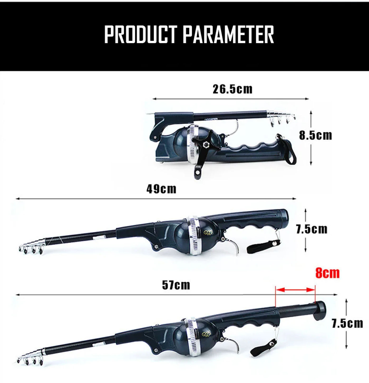 Description Picture 6 of itemPortable Carp Foldable Fishing Rod 134cm Folding Fishing Lure Rod Telescopic Fighing Pole Reel Combo with Fishing Line
