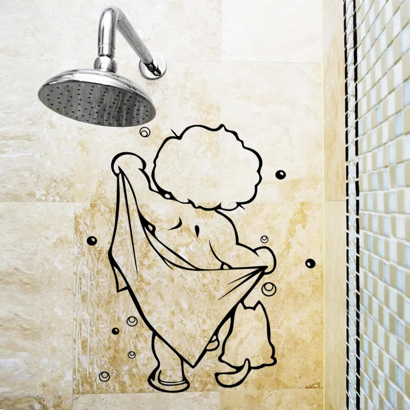 Description Picture 4 of itemShower Glass Door Stickers Kids Bathing Wall Stickers Cute Waterproof Removable for baby Bathroom Decor Stickers Wall Art Decals