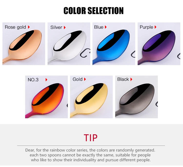 Description Picture 4 of item1Pc Tea Spoon Stainless Steel Coffee Spoons Children Mini Spoon Gold Dessert Scoop Rainbow Small Dinnerware Upgarded Party Tool