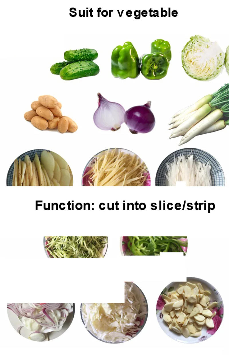 Description Picture 4 of item5-6kg/min Electric Food Vegetable Cutting Machine Cutter Slicer Cabbage Chilli Potato Onion Slice/Strip Cutting Machine 220Model