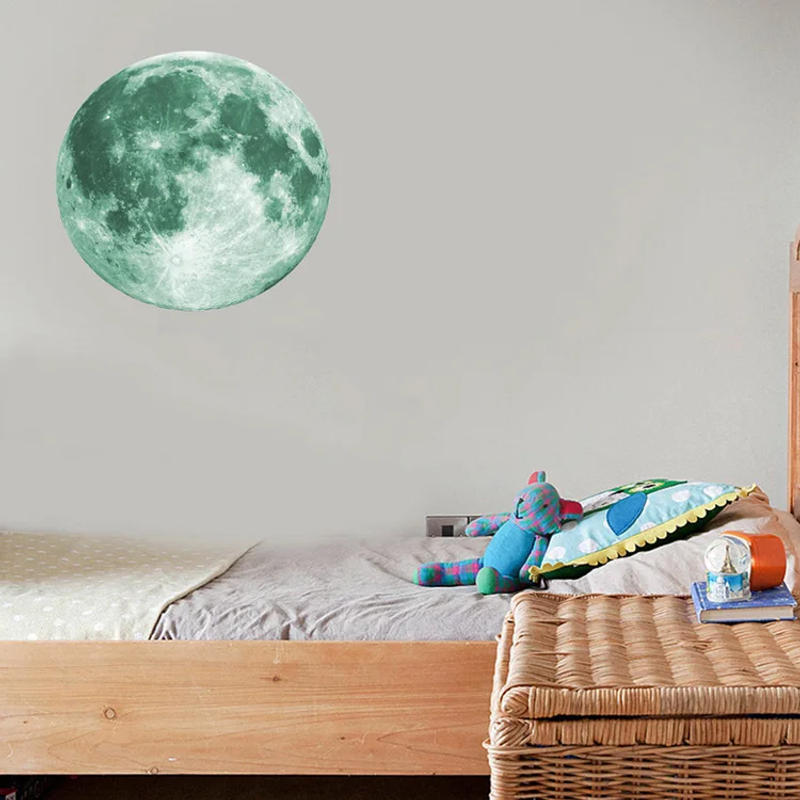 Description Picture 4 of item30cm Luminous Moon 3D Wall Sticker For Kids Room Living Room Decor Bedroom Decoration Home Decals Glow In The Dark Wallpaper