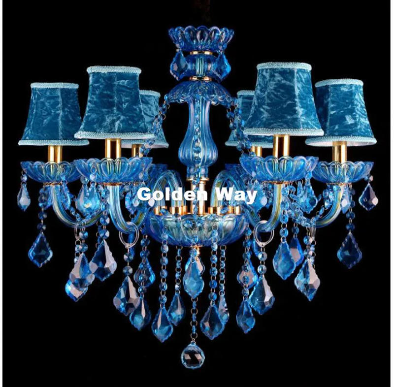 Description Picture 3 of itemBlue Crystal Chandelier Lighting Luxury Crystal Light Modern chandelier For Bar KTV Coffee Shop E14 Decor Light Fixtures Lustres