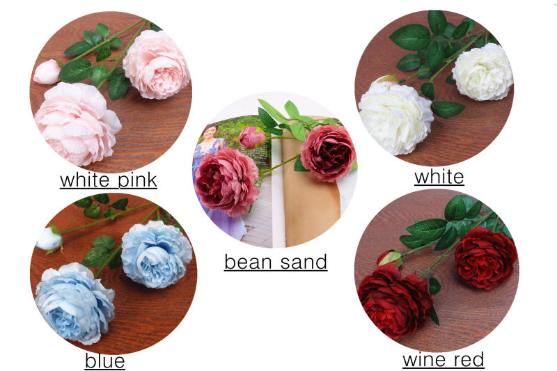 Description Picture 6 of item3 Branch Peony Rose Fake Flower Wall Western-Style Diy Wedding Home Party Office Hotel Desk Decoration Flores Artificiales Peony