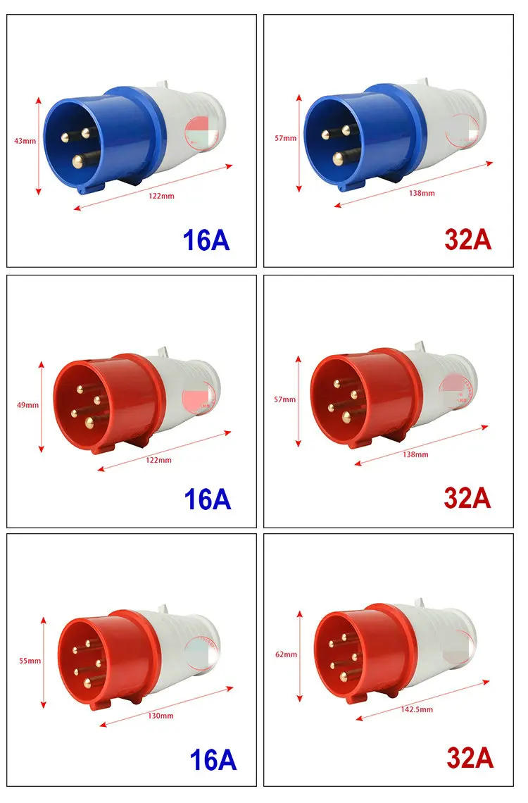 Description Picture 2 of item32A 3P/4P/5P IP44 Waterproof Male Female Electrical Connector Power Connecting Industrial Plug Socket