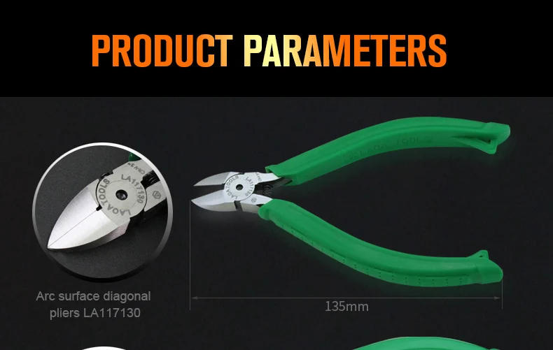 Description Picture 3 of itemLAOA 5 6 Inch Cr-V Plastic Pliers Diagonal Pliers Mini Electronic Wire Stripping Tool Side Cutter Cable Nipper DIY Repair