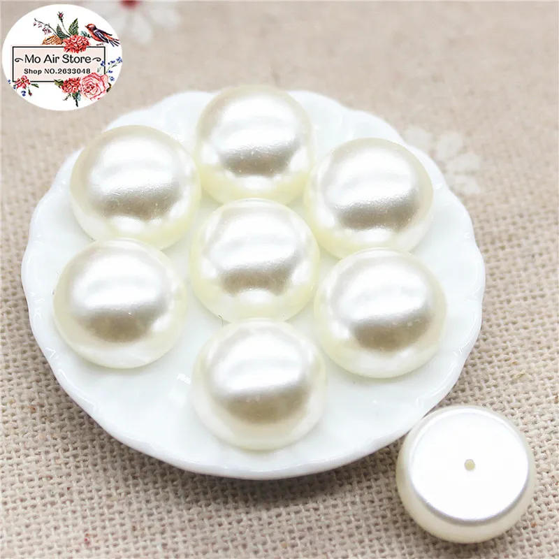 Description Picture 4 of itemIvory/White Round Pearl Beads Half Hole ABS Resin Flatback Simulated pearl Buttons Home Garden Crafts Cabochon Scrapbooking