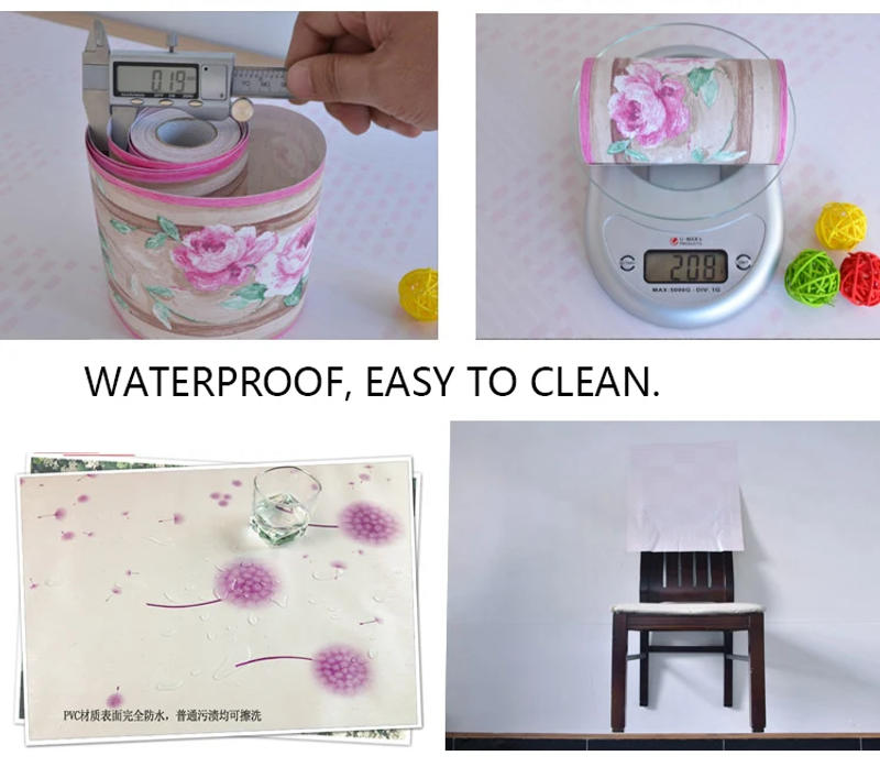 Description Picture 2 of itemPVC Self-Adhesive Waistline Tile Stickers Pastoral Room Wall Art Decoration Bathroom Kitchen Toilet Waterproof Border Wallpaper