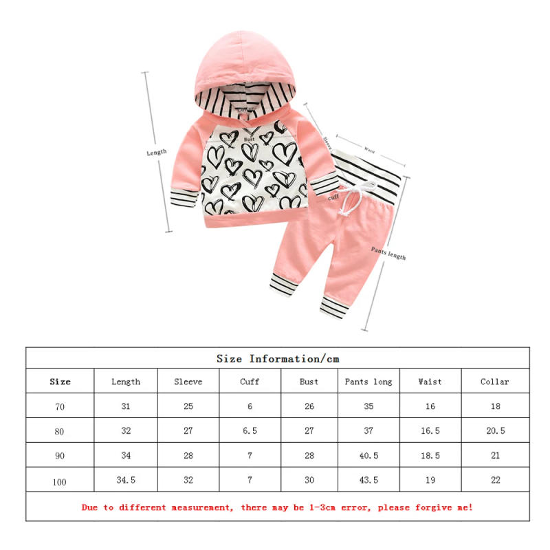 Description Picture 6 of itemTop and Top Fashion Cute Infant Newborn Baby Girl Clothes Hooded Sweatshirt Striped Pants 2pcs Outfit Cotton Baby Tracksuit Set