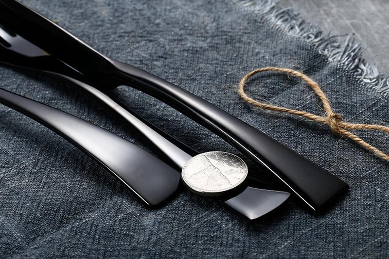 Description Picture 5 of item24 Pcs 18/10 Stainless Steel Black Gold Silver Cutlery Dinnerware Meat Knives Coffee Spoon Fork Flatware Set Dishwasher Safe