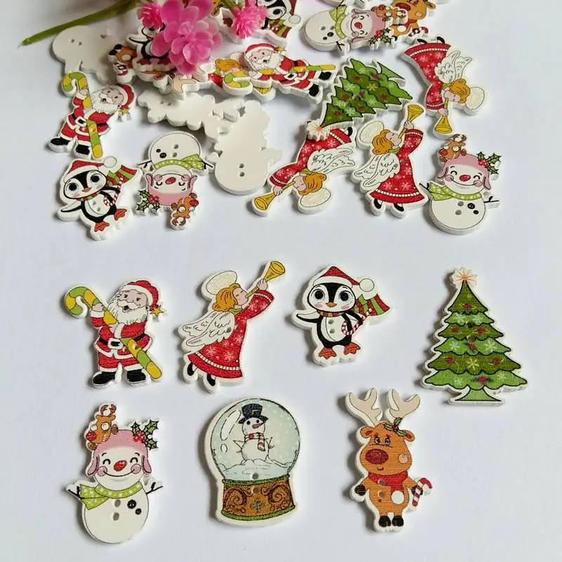Description Picture 5 of item50pcs/pack Mix Christmas Decorative Wooden Buttons 2 Holes Handmade Scrapbooking For craft Supplies Sewing Accessories