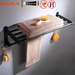 Black Bathroom Accessories Paper towel rack Blower frame Single pole Double rod Towel rack Soap dish Towel ring Clothes hook