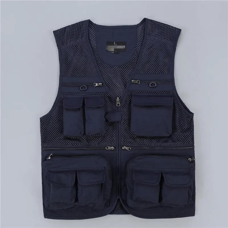 Description Picture 6 of itemBlue Summer Tool Vest Male Plus Size Mens Work Fishing Tactical Vest Casual V-neck Man Sleeveless Mesh Jacket Hot Sale 4xl 5xl