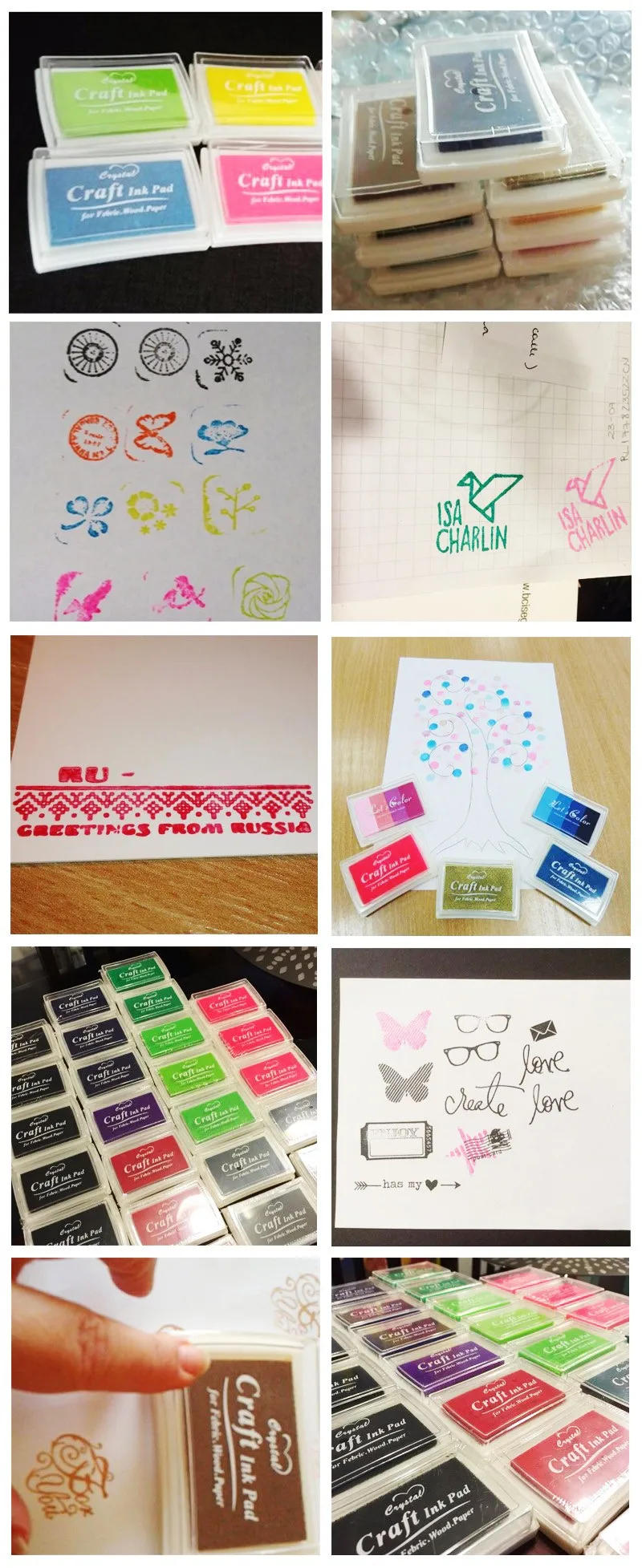 Description Picture 4 of item15 Colors Inkpad Handmade DIY Craft Oil Based Ink Pad Rubber Stamps Fabric Wood Paper Scrapbooking pad Finger Paint Wedding