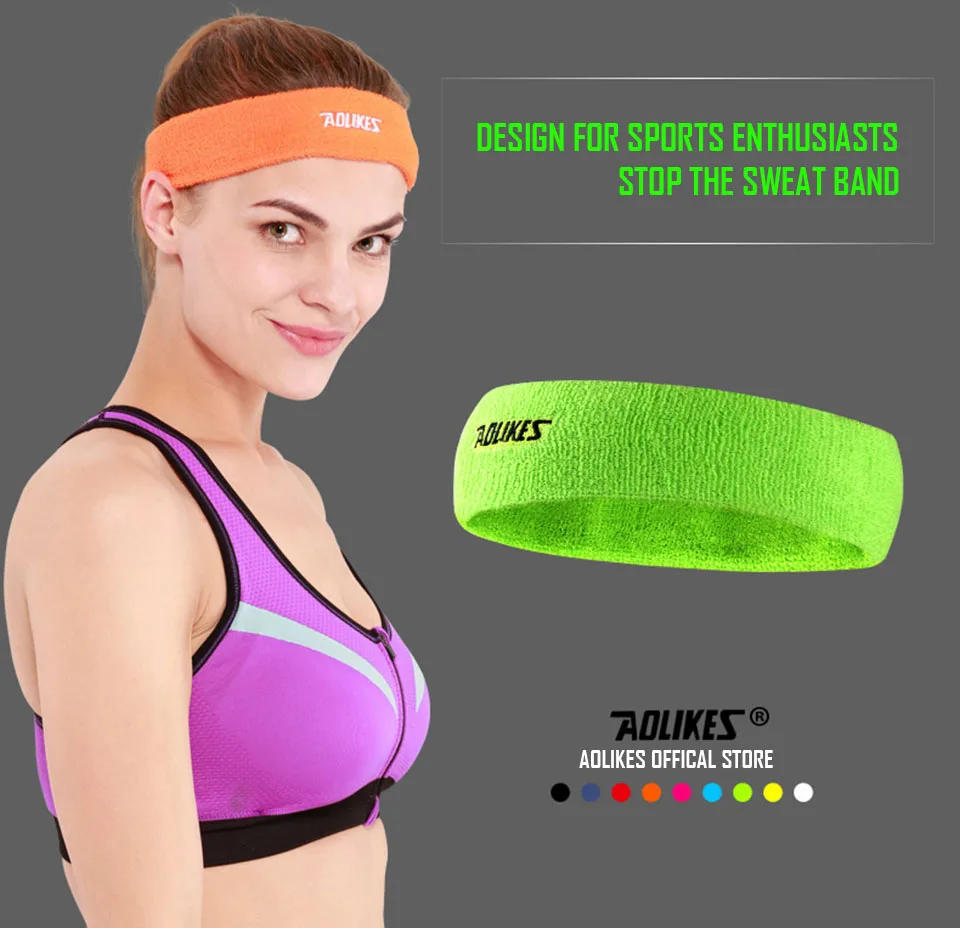 Description Picture 4 of itemAOLIKES 1PCS High Quality Cotton Sweat Headband For Men Sweatband women Yoga Hair Bands Head Sweat Bands Sports Safety