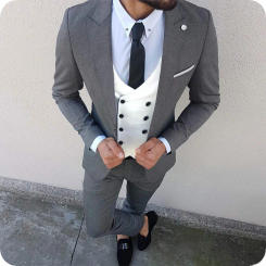 Custom Made 3 Pcs Suit Men Blazer Wedding Men Suit With Pants Double Breasted Vest Terno Slim Fit Tuxedo Jacket Pant Vest