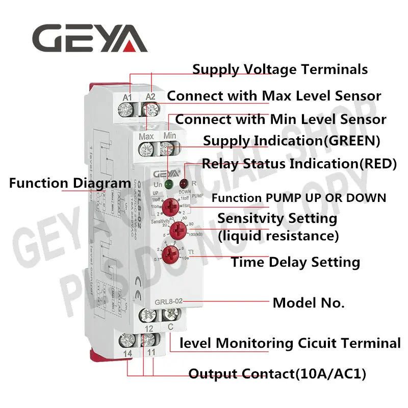 Description Picture 6 of itemGEYA GRL8 Water Level Control Relay with Stainless Sensor AC/DC24V-240V Level Control Sensor