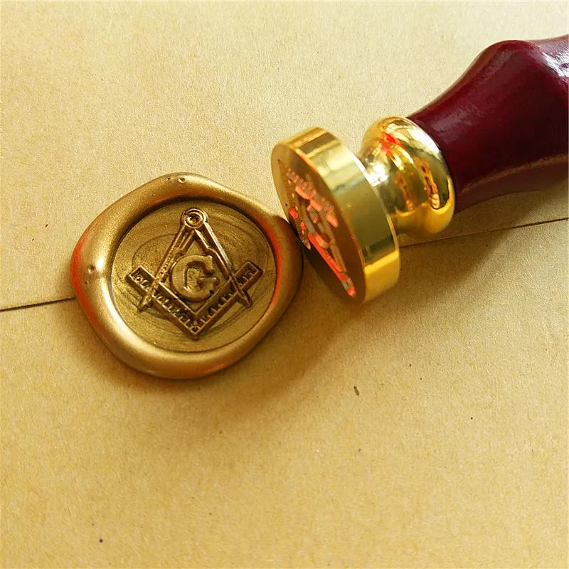 Description Picture 5 of itemFree-Mason Free and Accepted Masons logo The Free Mason's Symbo Compasses and  trisquare Letter G wax seal stamp ,sealing wax