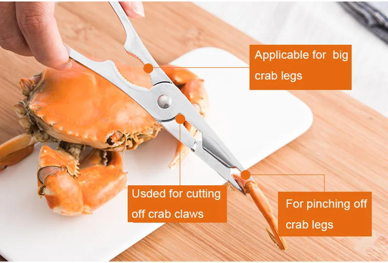 Description Picture 5 of itemSeafood Tool Sets Crab Crackers Picks Spoons Set Stainless Steel Crab Peel Shrimp Tool Lobster Clamp Pliers Clip Pick Set