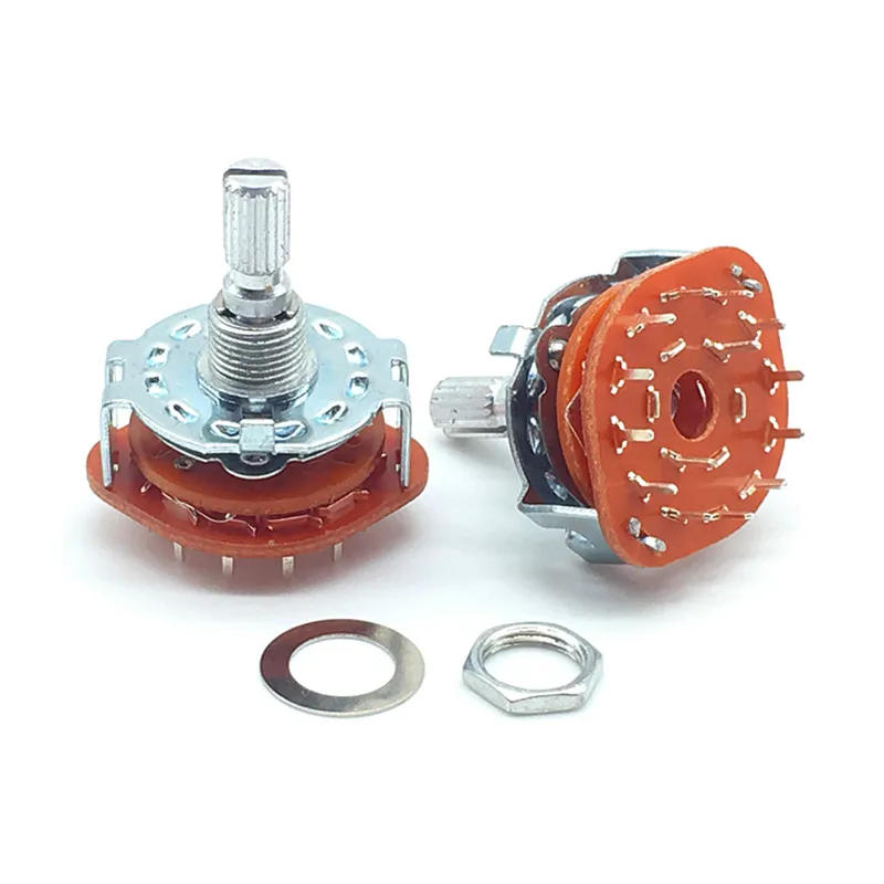 Description Picture 4 of item1pc RS25 Shaft Panel Mount 2P6T Band Rotary Switch Selector 2 Pole 6 Position 20MM Plum Shaft With Switch Cap
