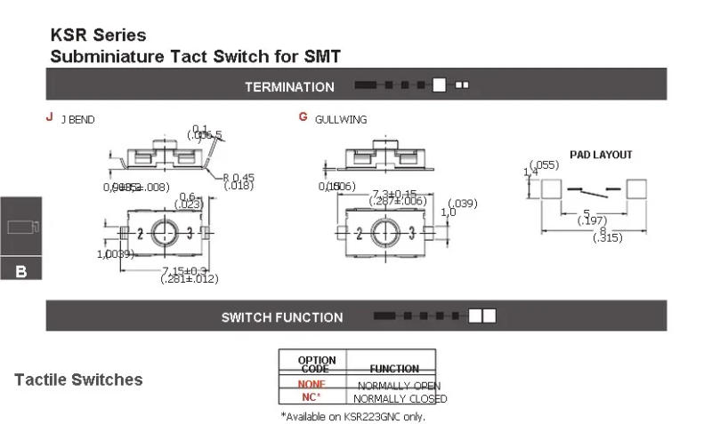 Description Picture 4 of itemOriginal new 100% KSR231J auto remote control button switch 3*6*2.5MM