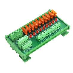 DIN Rail Mount 10 Position Power Distribution Fuse Module Board, For AC/DC 5~32V.