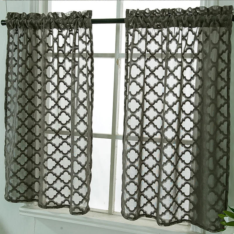 Description Picture 2 of itemHOLAROOM Stripe Curtains Cream White Gray Classic Rod Curtain Coffee Room Window Lace Fabric valances For Living Room Decoration