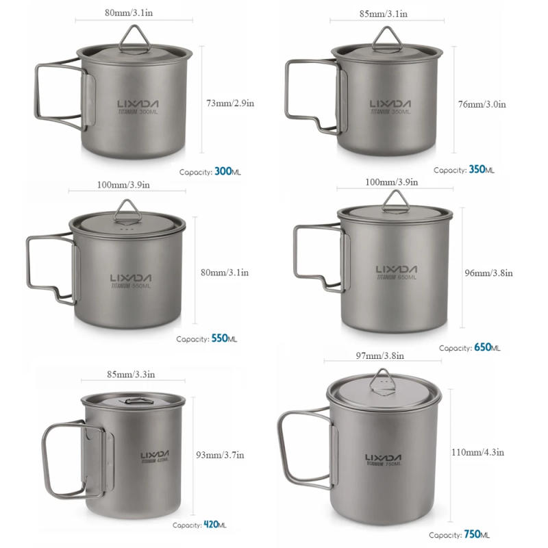 Description Picture 4 of itemTOMSHOO 750ml Ultralight Titanium Cup Cookware Outdoor Portable Water Cup Mug Tableware Cooking Pot Titanium Pot Camping Picnic