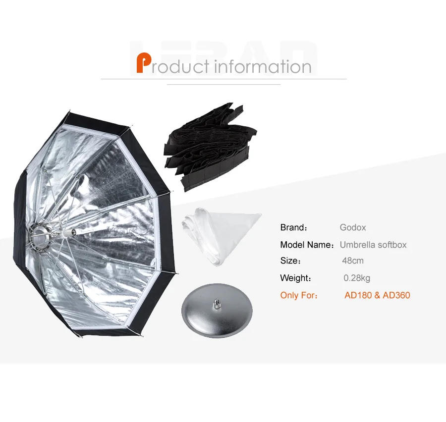 Description Picture 5 of itemGodox AD-S7 Multifunctional Soft Box Octagonal Honeycomb Grid Umbrella Softbox for WITSTRO Flash Speedlite AD180 AD360 AD200