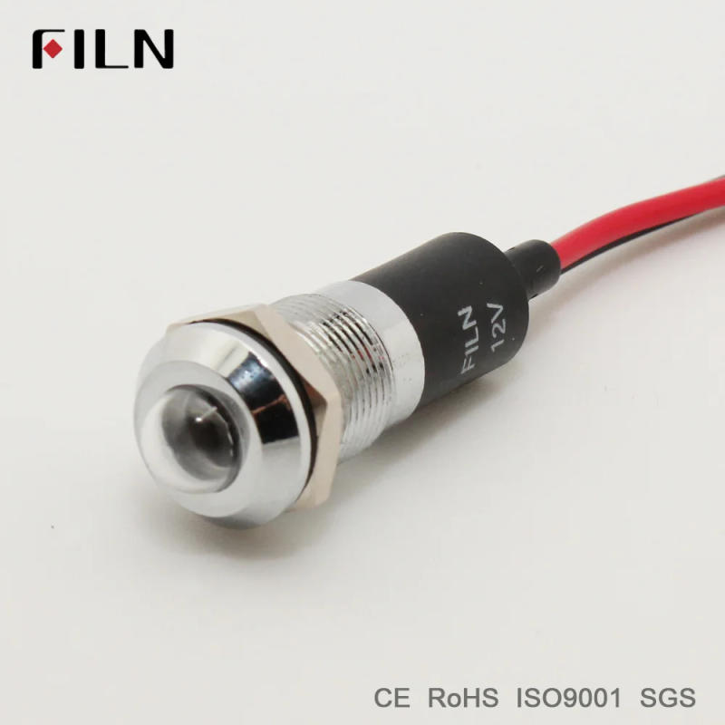 Description Picture 3 of itemFILN pilot indicator signal lamp 12mm 12v 24v 110v red blue green white led light with 20cm cable