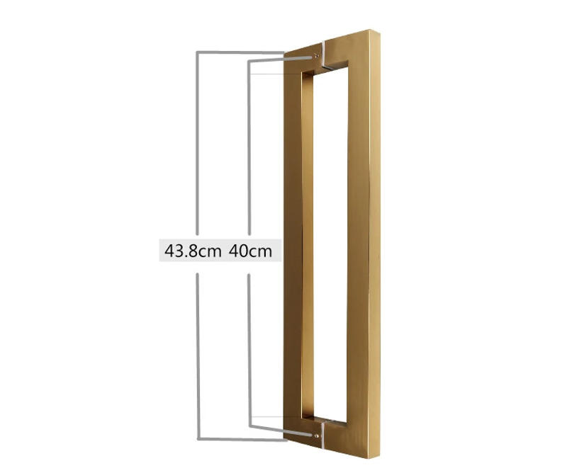 Description Picture 5 of itemCustom Glass Door Square Handle Light Rose Gold Wooden Stainless Steel Cabinet Handle Big Handle 400MM