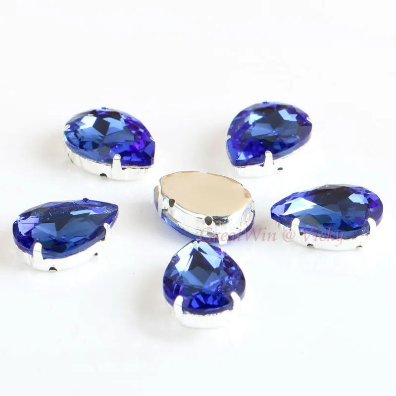 Description Picture 6 of itemGlass Rhinestones! Drop Shape Diamond With Claw Sew On Teardrop Strass Metal Base Buckle Crystal Stone For Clothes