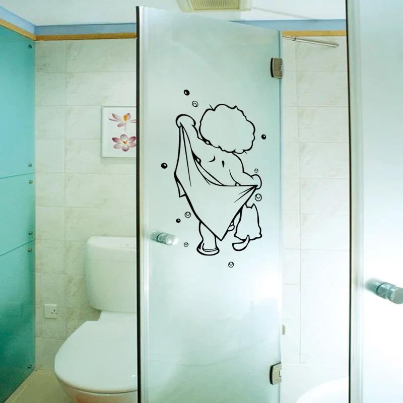 Description Picture 3 of itemShower Glass Door Stickers Kids Bathing Wall Stickers Cute Waterproof Removable for baby Bathroom Decor Stickers Wall Art Decals