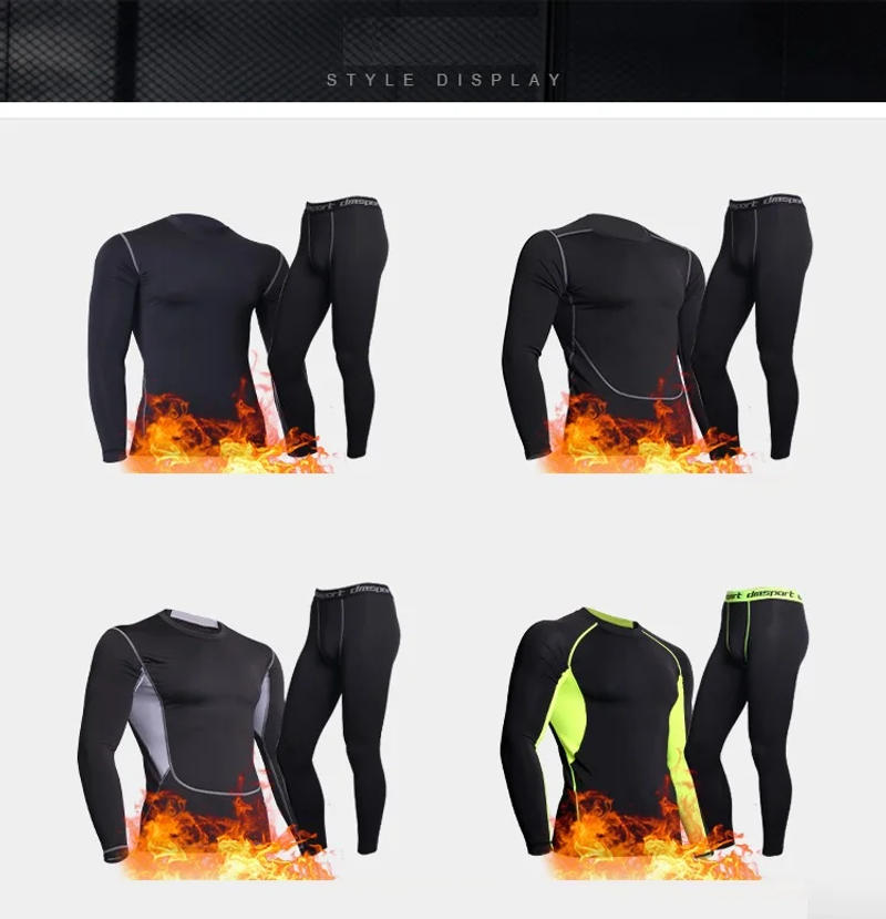 Description Picture 3 of itemWinter Thermal Underwear for men Keep Warm Long Johns Fitness flecce legging tight undershirts