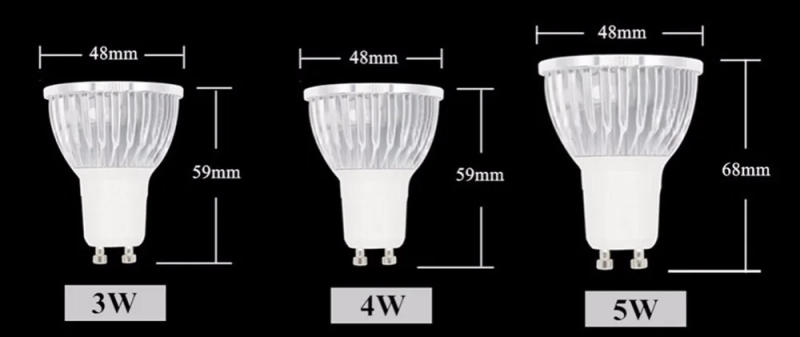Description Picture 4 of item10pcs/lot Spotlight Bulb GU10 Dimmable 3W 4W 5W AC110V/220V High Power Warm/Cold White LED Lamp Downlight