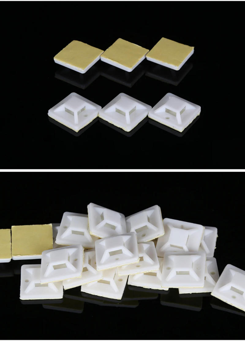 Description Picture 5 of item100PCS White Cable Base tie Mounts 20mmX20mm Self Adhesive Cable Wire Zip Tie Mounts Bases Wall Holder Fixing Seat Clamps