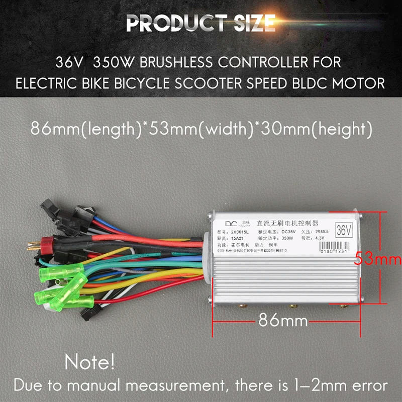 Description Picture 2 of itemBicicleta Electric Controller 24V 36V 48V 250W 350W 15A  Brushless Gear Hub Motor Controller Electric Bike Conversion Kit