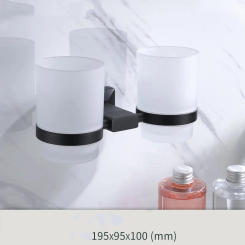 Matte Black Newest solid brass Bathroom Hardware Accessory bathroom Double Toothbrush cup holder