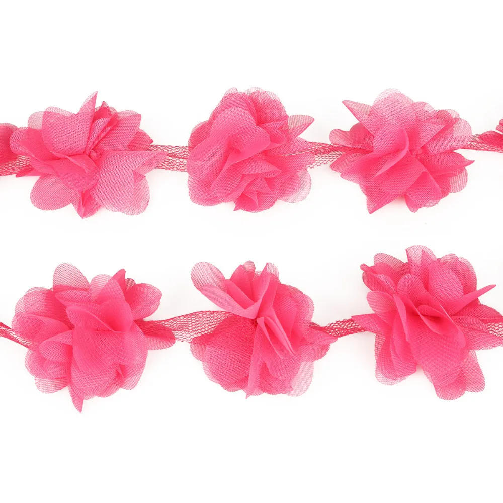 Description Picture 6 of item2Yards/lot Multi Colors Width 5cm 3D Chiffon Cluster Flowers Lace Dress Decoration Lace Fabric Applique Trimming Sewing Supplies