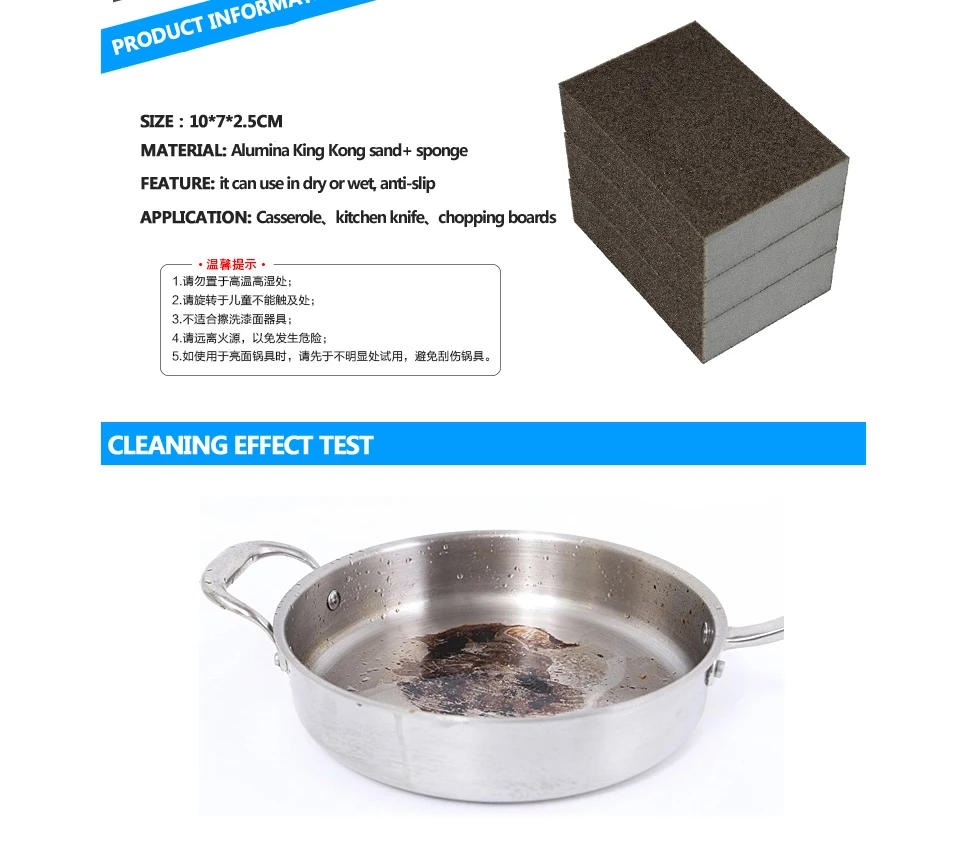 Description Picture 6 of item1 pcs Best Price Sponge Kitchen Nano Emery Magic Clean Rub the pot Except rust Focal stains Sponge melamine sponge