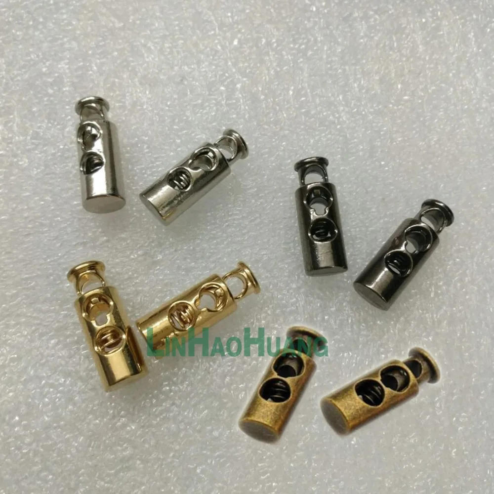 Description Picture 6 of item40pcs/lot round metal alloy stoppers toggle cord locks Drawstring lock two holes nickle/black nickle /bronze/gold /matte black