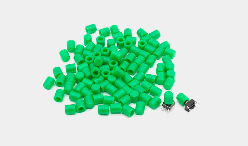 Description Picture 2 of item100pcs/lot Green Plastic Cap Hat G62 for 6*6mm Tactile Push Button Switch Lid Cover Free Shipping