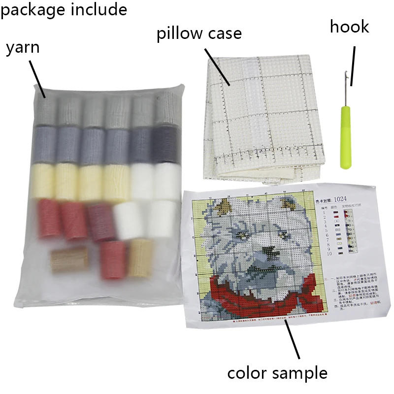 Description Picture 5 of itemNUBECOM Plant Series Segment Embroidery Pillow Flowers Grass Coarse Wool Cross Stitch 3D Latch Hook Kit Carpet DIY Embroidery