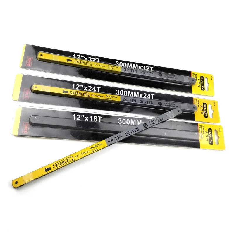 Description Picture 2 of itemStanley 10pcs 12-inch 18T 24T 32T bi-metal HSS saw blade 300mm hand hacksaw blades saw replacement cutter for metal wood cutting