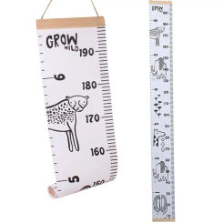 Cartoon Baby Kids Growth Chart Record Wood Frame Fabric Height Measurement Ruler for Boys & Girls Child's Room Wall Decoration