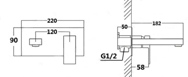 Description Picture 2 of itemblack Bathroom Faucet Sink Tap Wall Mounted brushed gold Brass Mixer With Embedded Box torneira Concealed basin faucet BF706