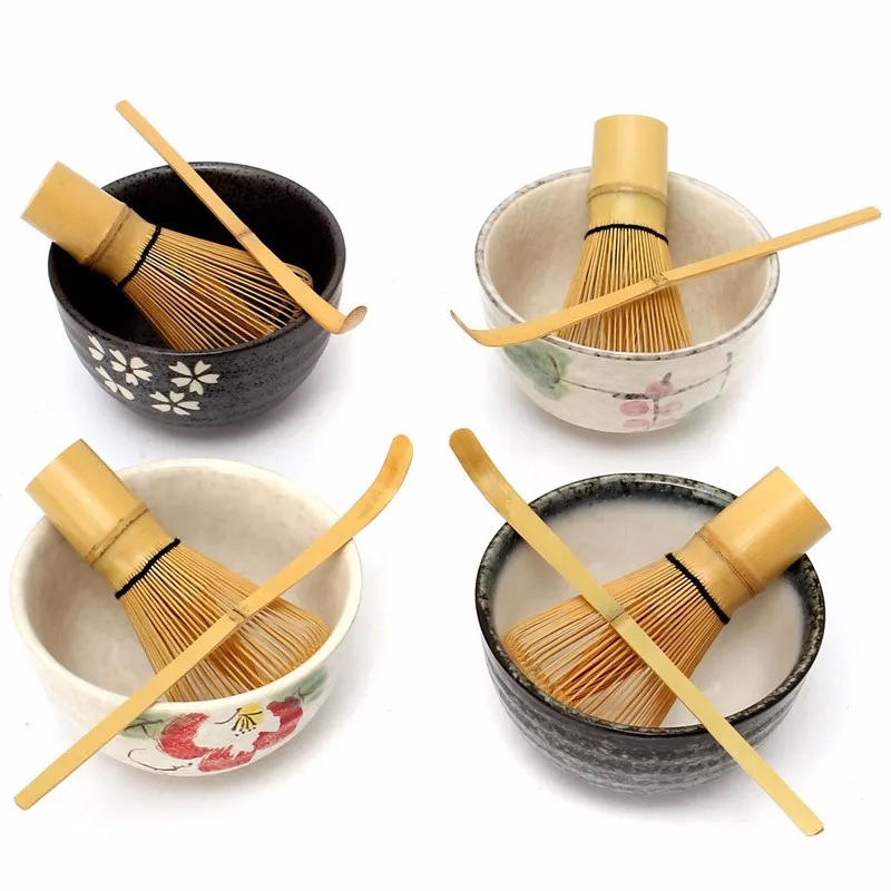 Description Picture 2 of itemTea Ceremony Matcha Ceramic Tea Bowl Bamboo Tea Scoop Matcha Whisk Japanese Teaware Tea Tool 4 Style Matcha Bowl Set