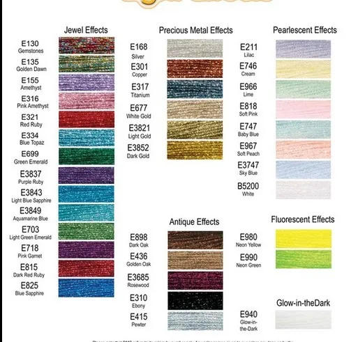 Description Picture 3 of item1pcs antique effects metallic thread E898 E436 E3685 E310 E415 E777 E168 E3852  DMC color floss embroidery DIY needlework
