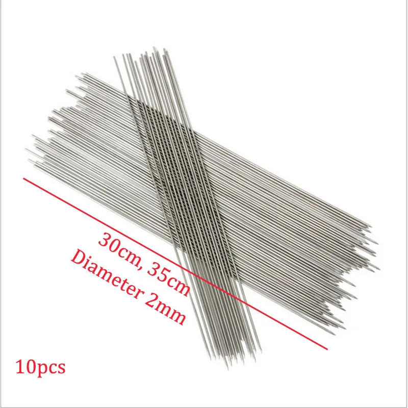 Description Picture 2 of item10pcs Stainless Steel Barbecue Grilling BBQ Needles Sticks Skewers Silver Kitchen Accessories 2 Sizes Meat Kebab Camping Tools