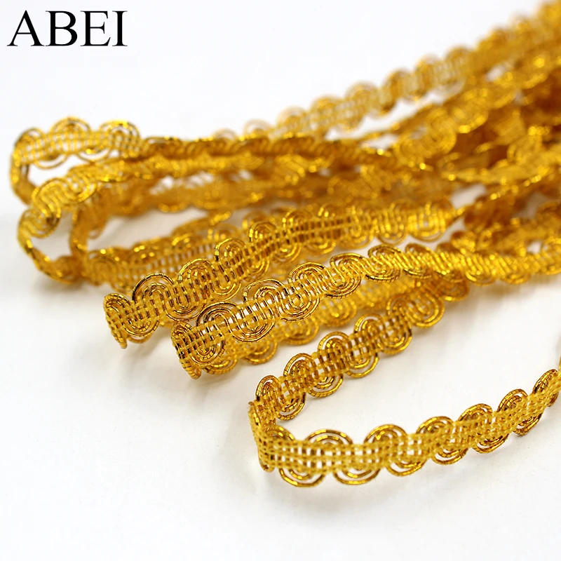 Description Picture 4 of item20yards/lot 8mm Diy Gold Silver Lace Ribbon Trims Polyester Tape Webbing for Stage Performance Apparel Handmade Wedding Crafts